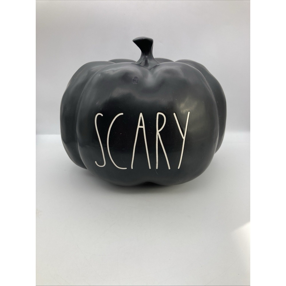 Rae Dunn Halloween Med Black Pumpkin SCARY LL Large Letters